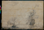 2) Olfert de Vrij, Dreimaster auf leicht bewegter See, 1665, Zustand vor der Restaurierung. ©Staatliche Museen zu Berlin, Gemäldegalerie / Foto: Christoph Schmidt